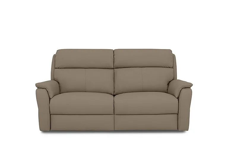 Vito Leather 3 Seater Recliner Sofa with Headrests and Power Lumbar - Torello Taupe