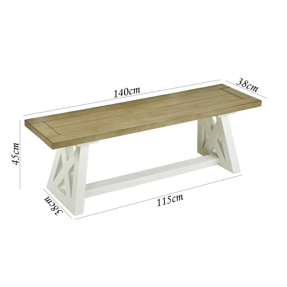 Statement Furniture Oxford Bench, Wooden Dining Bench Seat 140cm in White 5