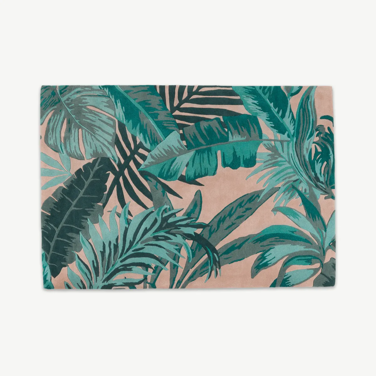 Jangala Botanical Wool Rug, Large 160 x 230cm, Pink and Teal