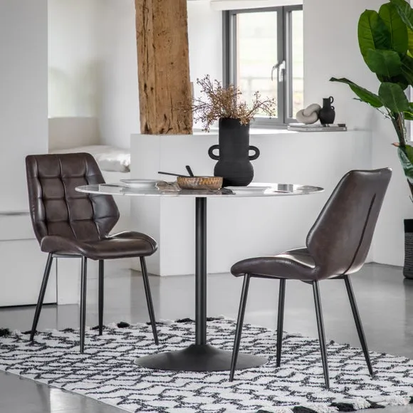 Return - Set of 2 Mesa Faux Leather Dining Chairs, Brown 2
