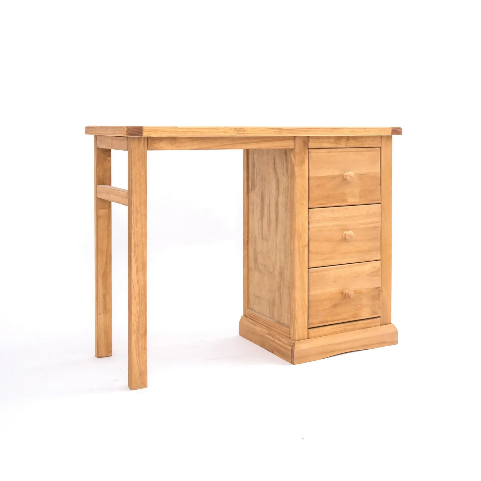 Cabinet Bits Lucca 3 Drawer Desk - Dressing Table Wood Knob in Light Brown 2