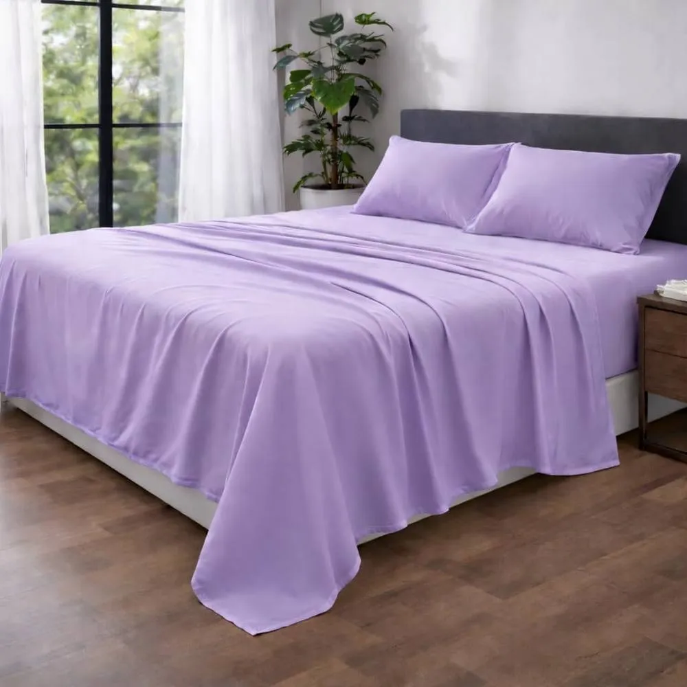 Homes-Linen Ultra Soft Microfibre Flat Sheet Breathable Wrinkle & Fade Resistant in Lilac