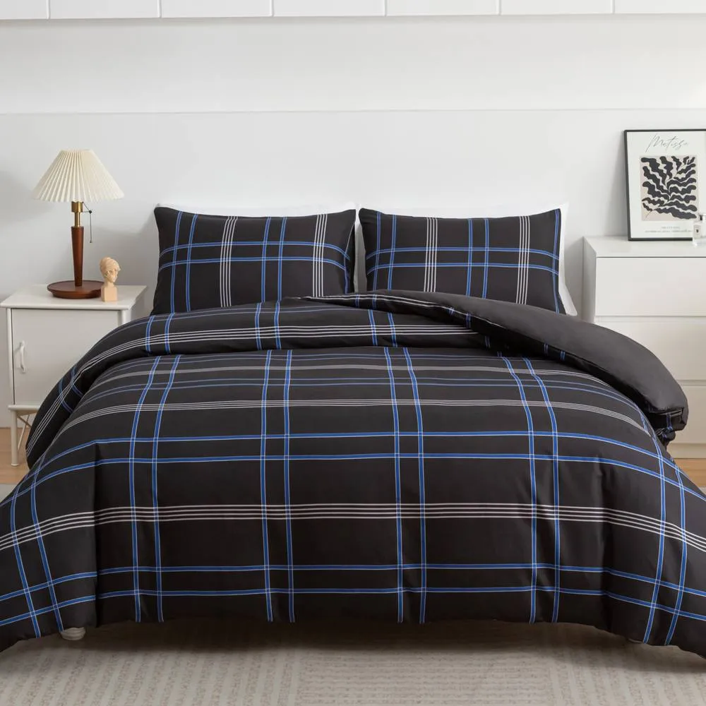 Pamposh Luxury Duvet Cover Set King Size Reversible Bedding Sets in Black