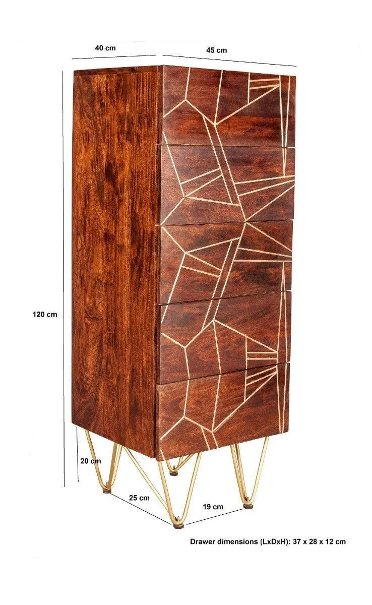IH Design Tall Chest of drawers Deiondre Dark Mango in Brown 4