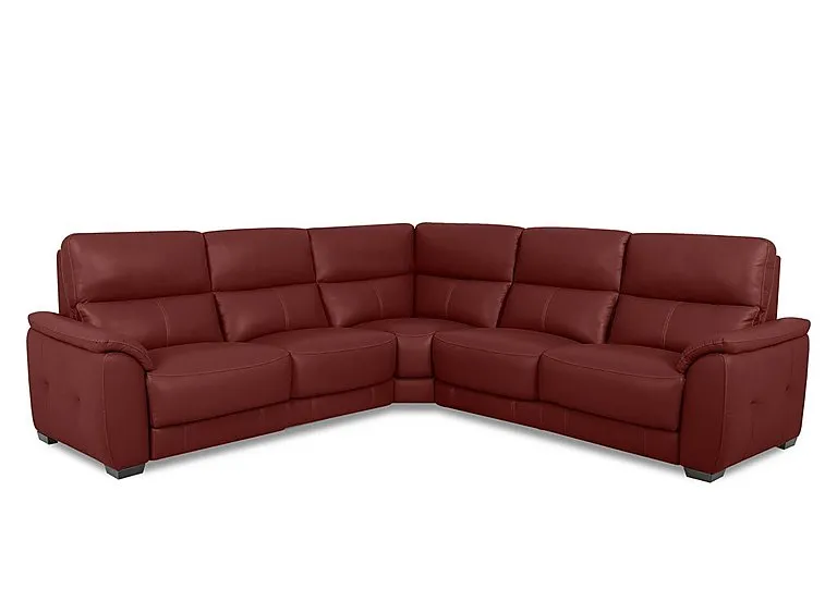 Saffron Large Leather Corner Sofa - BV Deep Red