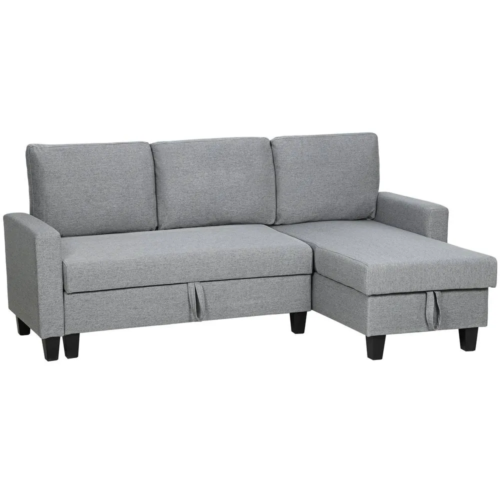 HOMCOM Fold-Out Convertible Sofa Bed with Removable Covers in Grey 2