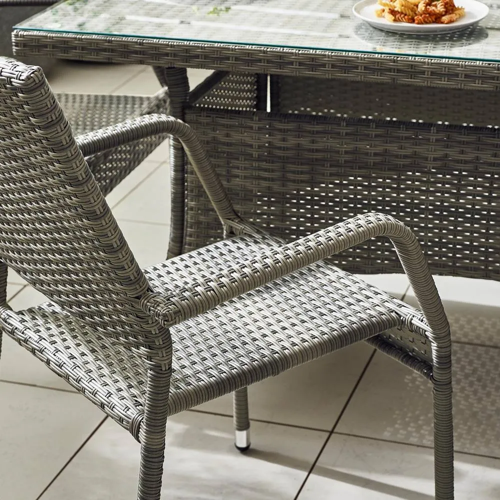 FurnitureboxUK Antigua 6 Seater Rattan Outdoor Garden Dining Set, PE Rattan, 6 Seat Garden Table & Chair Set, Weather Resistant in Grey 3