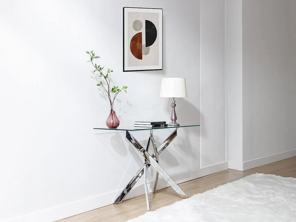 Vente-unique Tempered Glass & Chromed Metal Console Table - Transparent - COSIMA in Clear 3