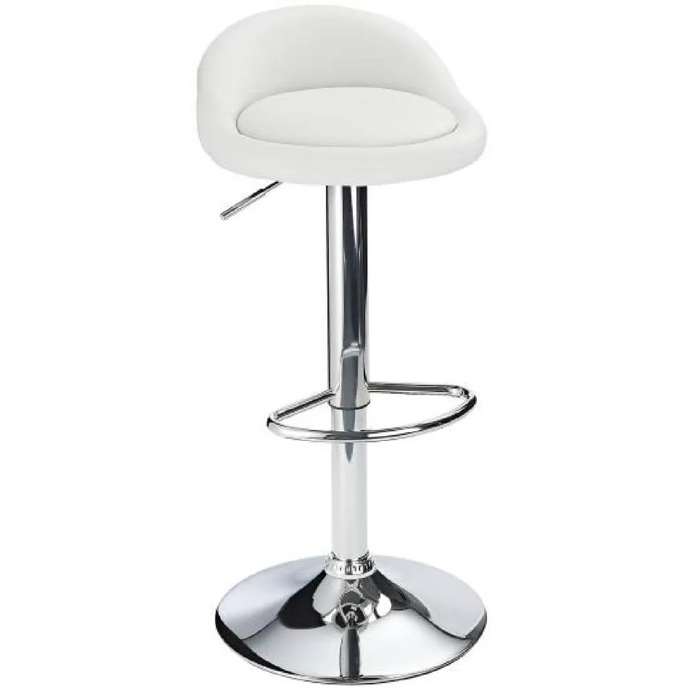 netfurniture Gaor Adjustable, Breakfast Bar Stool Faux Leather, Padded Seat White 3