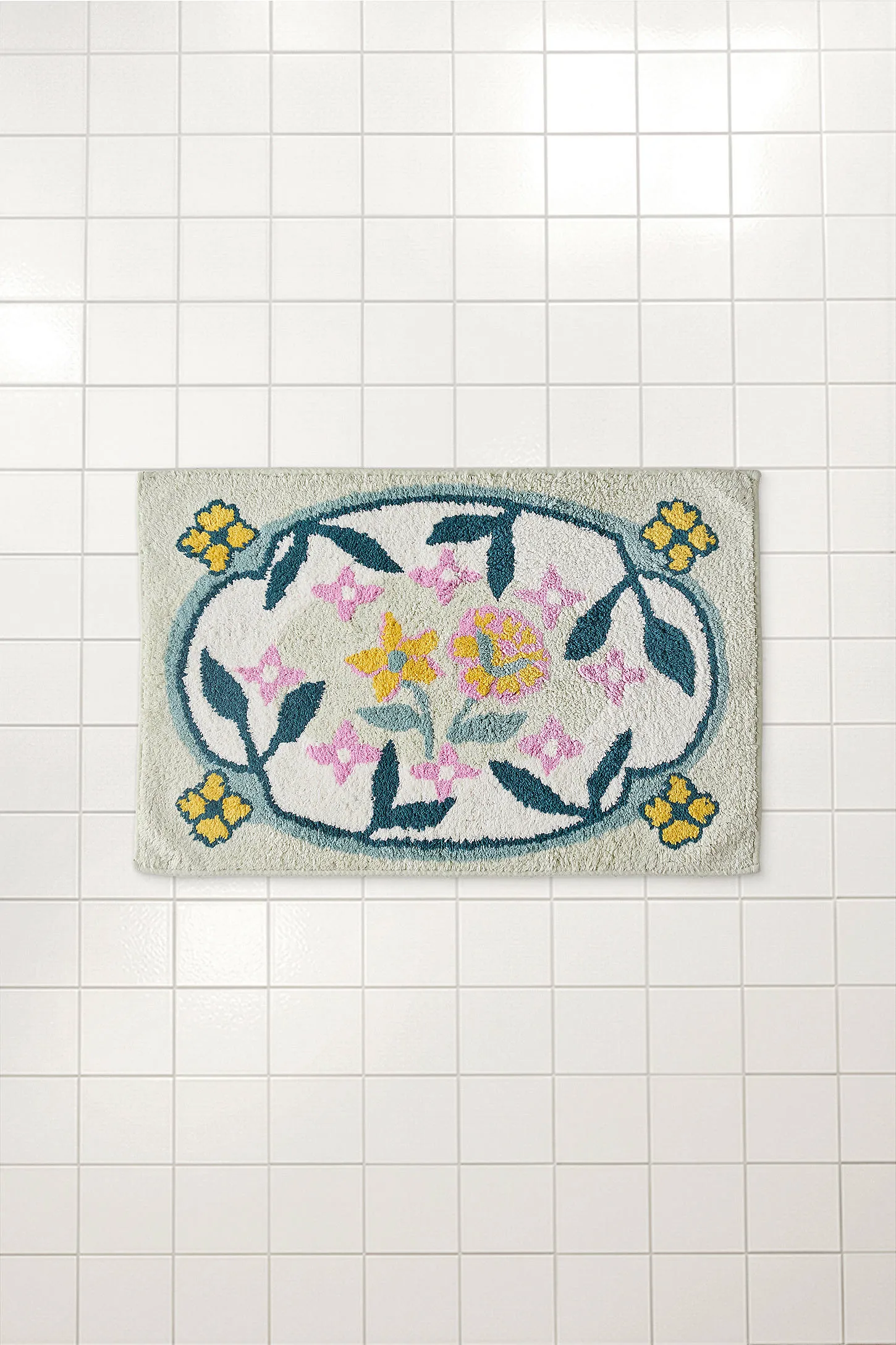 Xenia Floral Bath Mat - Light Blue 2