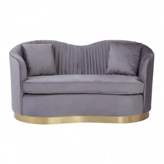Franzo Velvet Upholstered 2 Seater Sofa In Pleated Grey