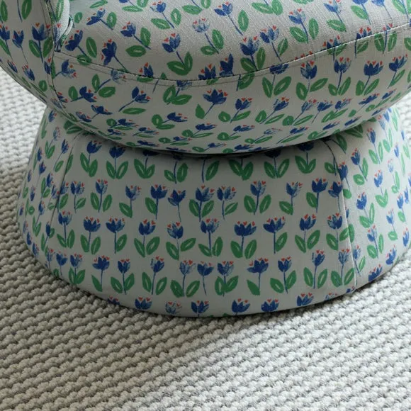 Tulip Floral Print Curved Swivel Accent Chair 5