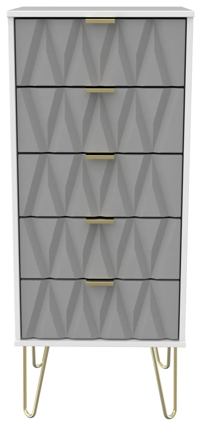 Shimmer 5 Drawer Tallboy - Grey & White