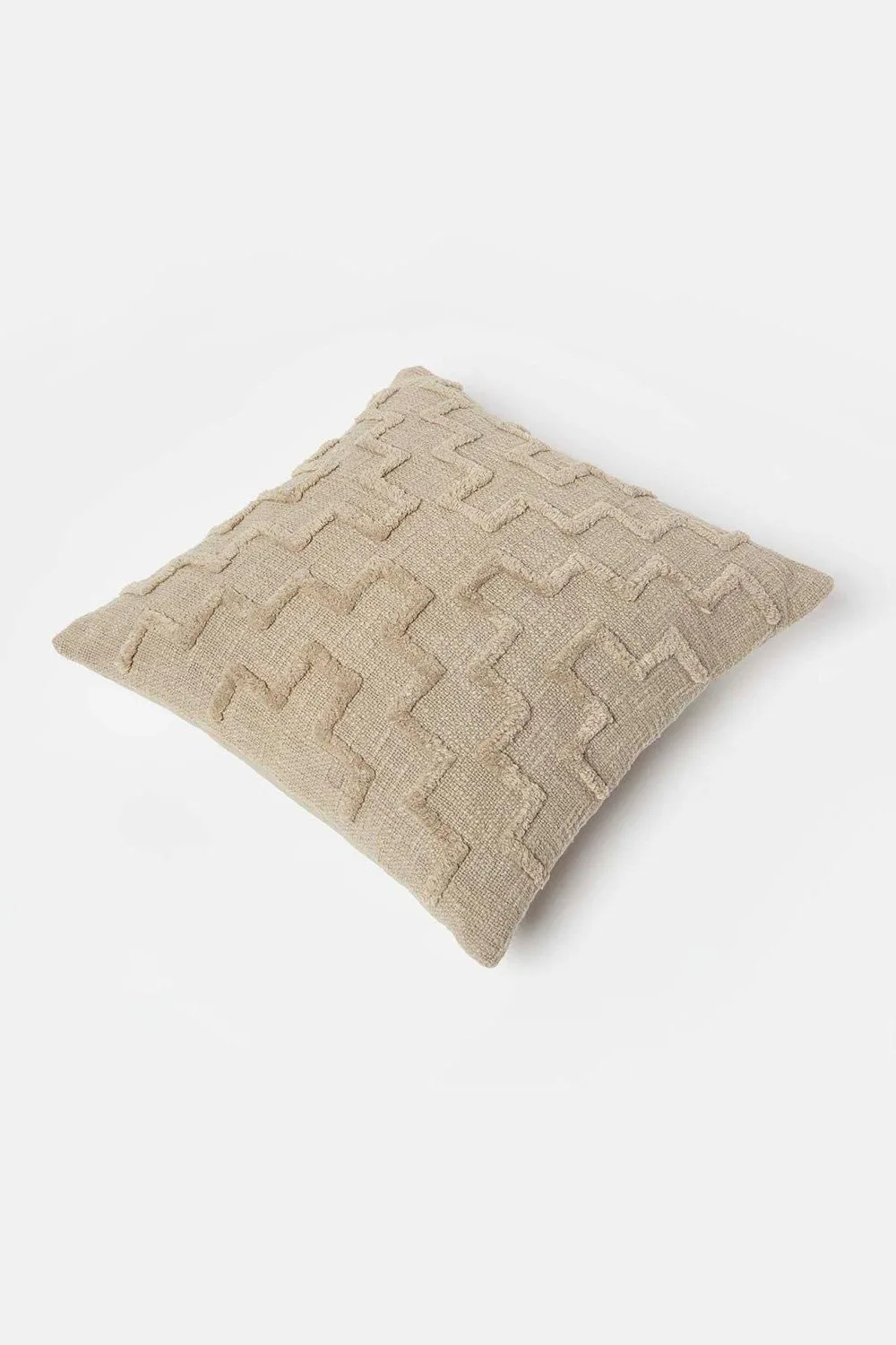 Homescapes Geometric Tufted Cotton Cushion in Beige 5