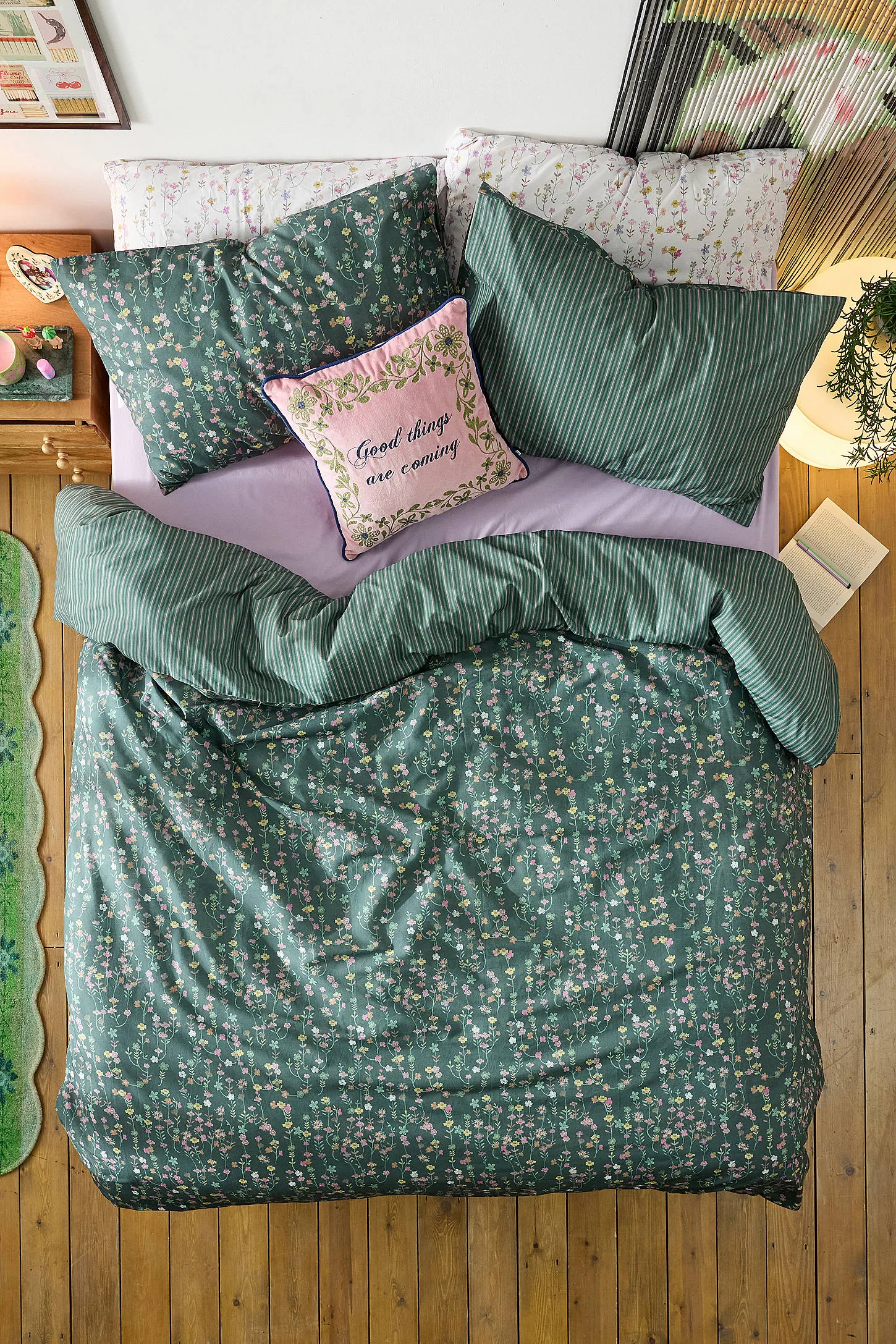 Green Dollymix Duvet Set - Dark Green Single