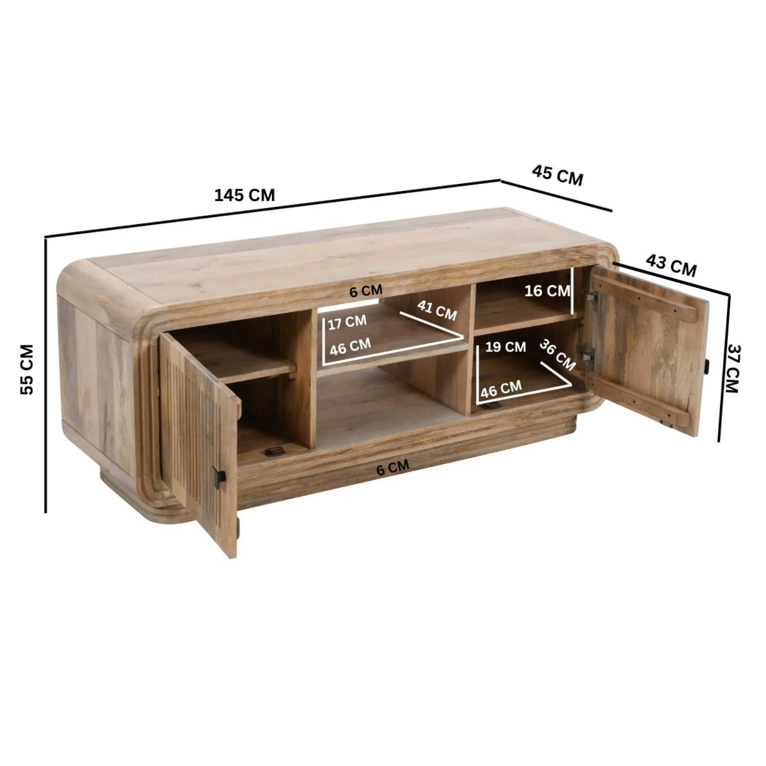 IH Design Paloma Carved Mango Wood 2 Doors Tv Cabinet Upto 55 Inch in Brown 5