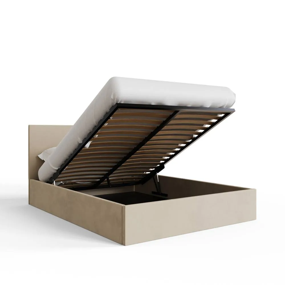 GFW End Lift Ottoman Storage Bed Velvet in Natural 6