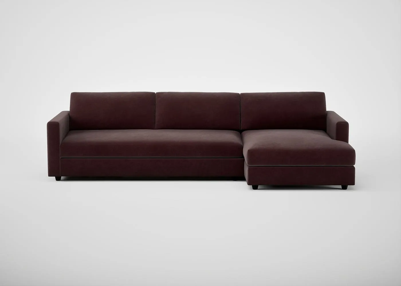 Heal's Nimbus II Chaise Sofa RHF Smart Luxe Velvet Acorn Black Feet 1