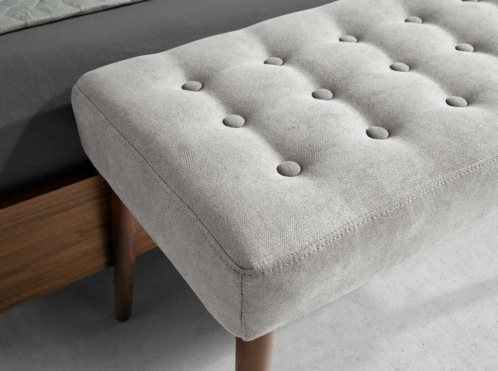 Angel Cerda Dark Grey Fabric Stool with Walnut Legs 5