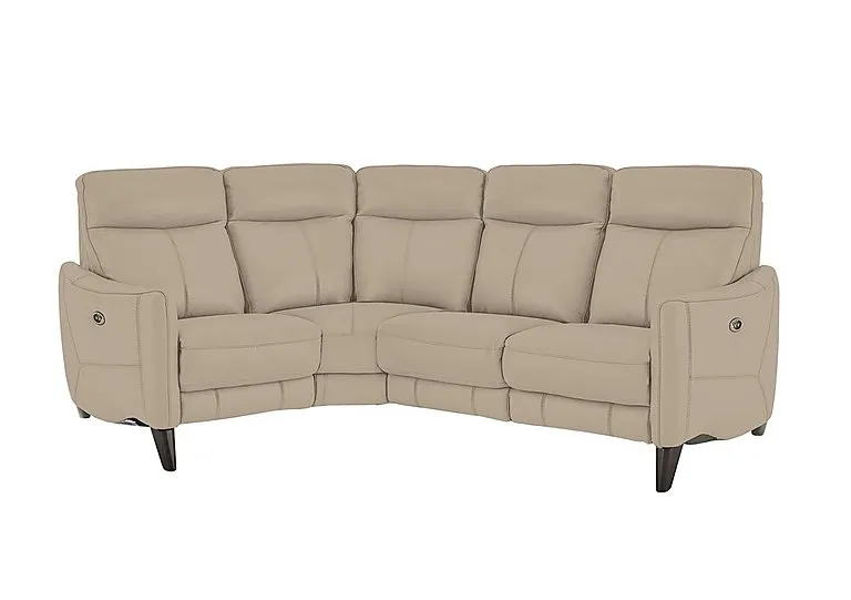 Compact Collection Petit Leather Left Hand Facing Corner Sofa - BV Pebble