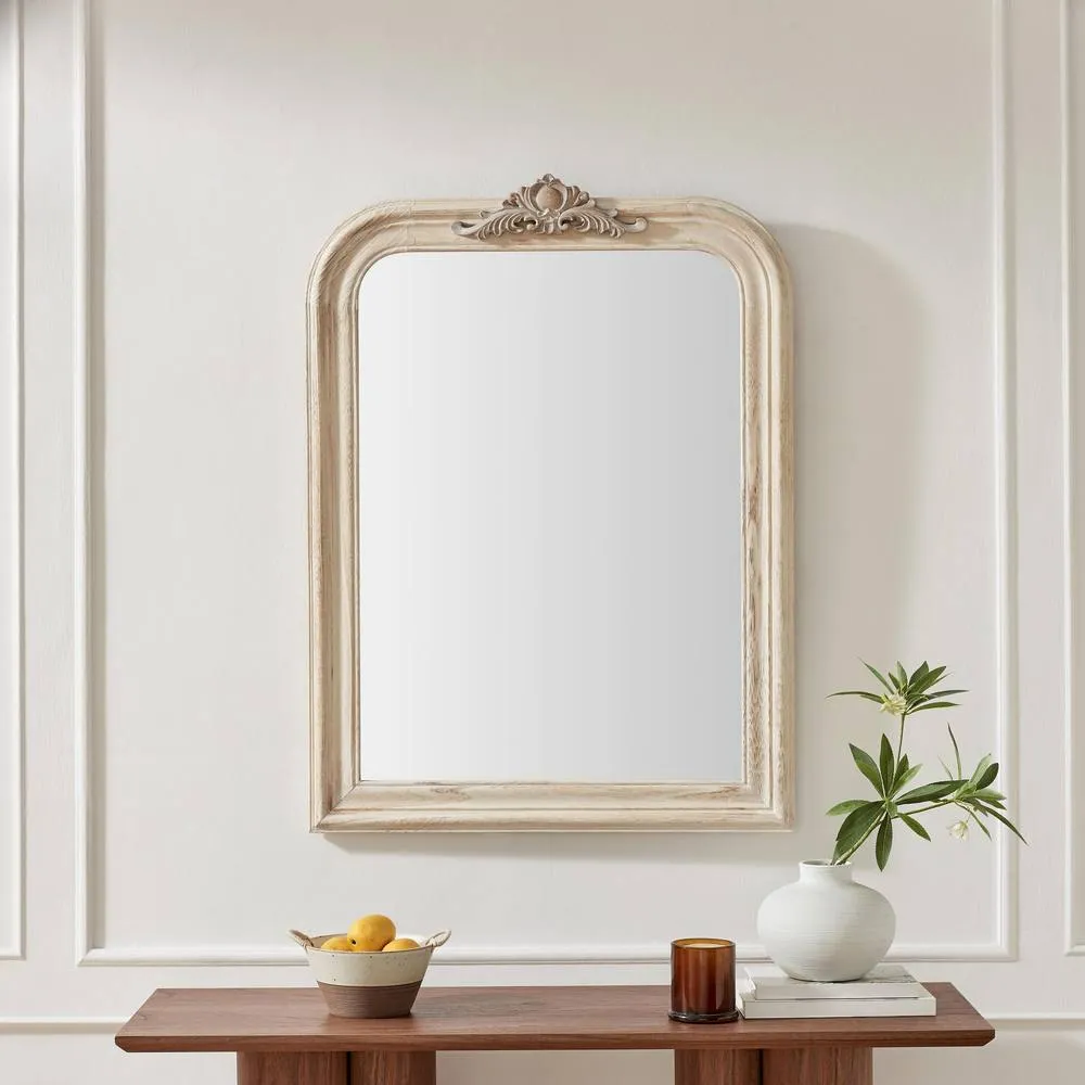 FurnitureboxUK Francis Whitewash Wood Large 110x74cm Overmantle Arch Mirror in White 2