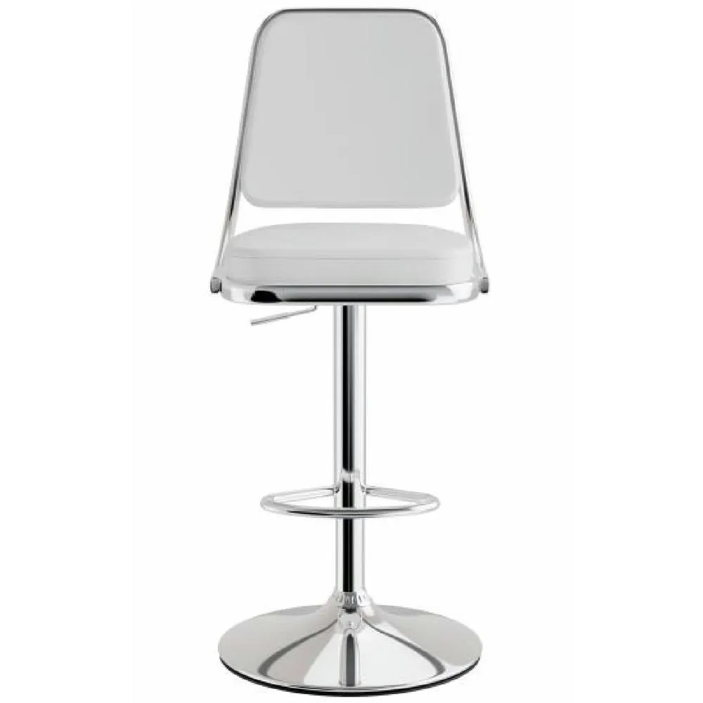 netfurniture Romano Kitchen Bar Stool White Padded Seat & Back Height Adjustable 2