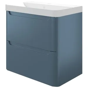 Wickes Malmo Misty Blue Wall Hung J Pull Compact Vanity Unit & Basin - 500 x 350mm