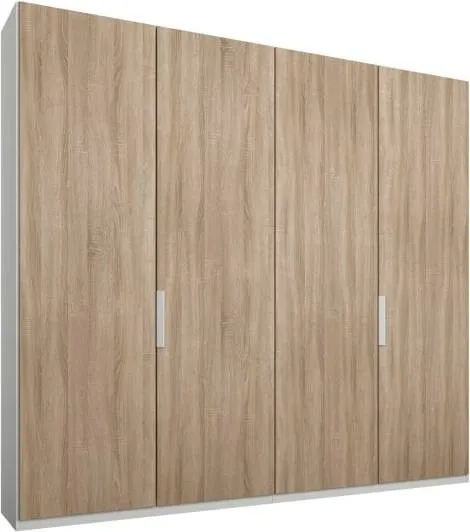 Caren 4 door 200cm Hinged Wardrobe, White Frame, Oak Doors