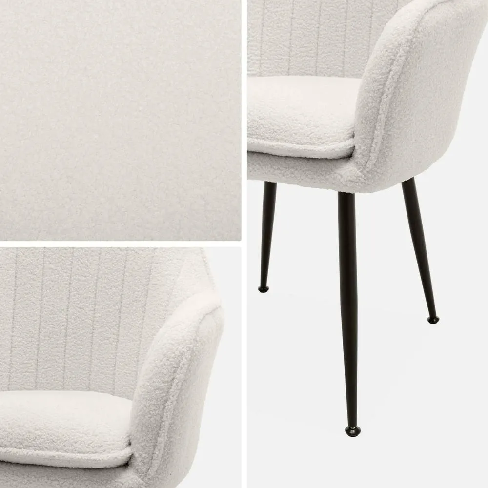 sweeek Boucle fabric accent chair with metal legs in Off-White 6