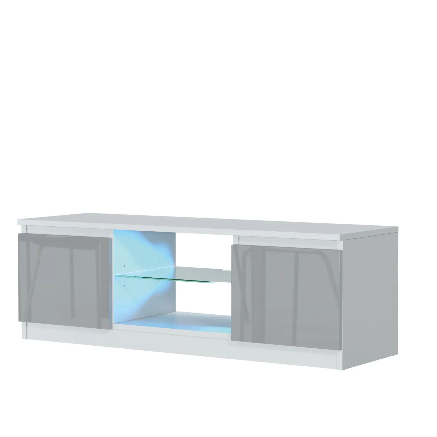 Creative Furniture Aura TV Unit 120cm - A Compact & Contemporary Cabinet with Gloss Doors & LED Lights in Grey 5