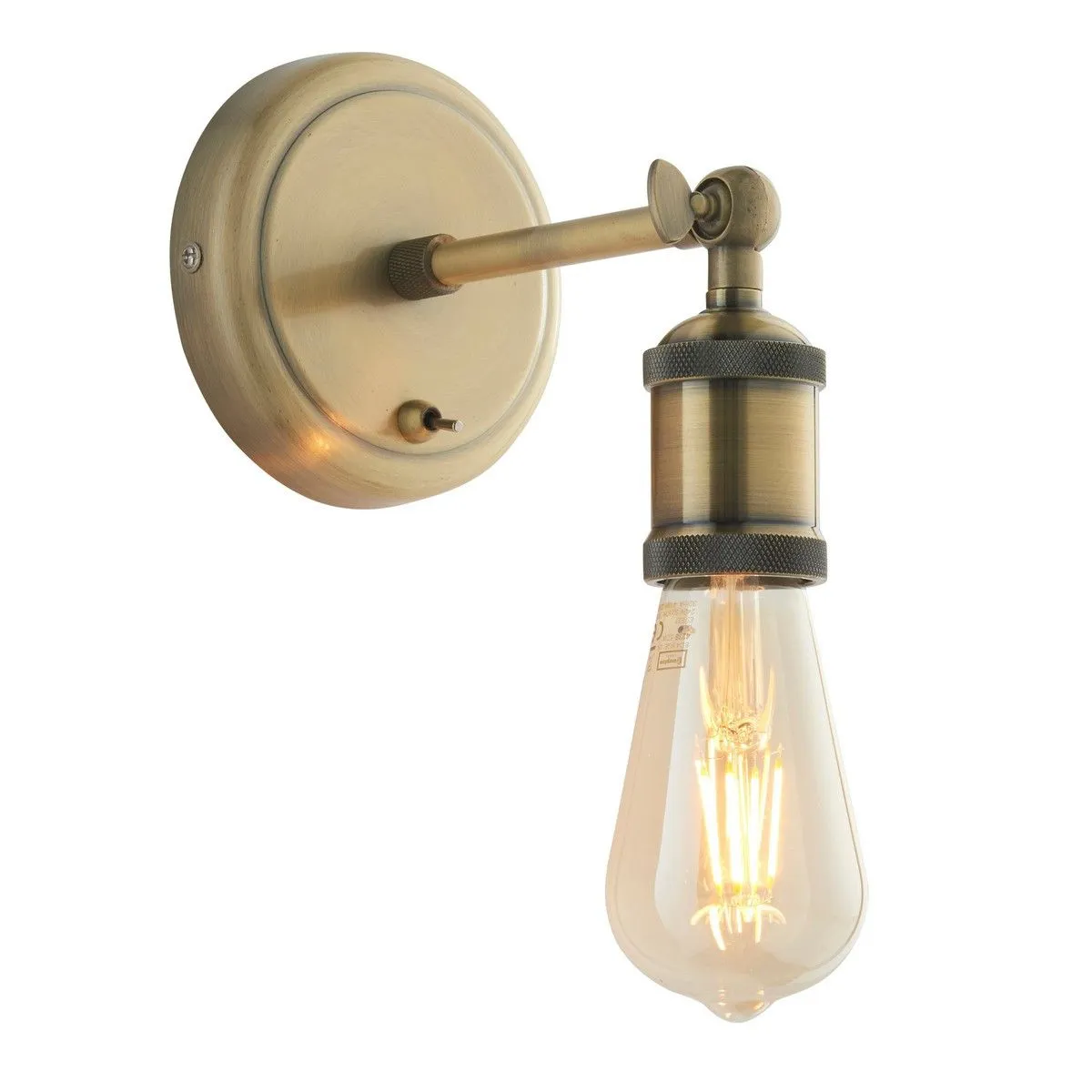 Netlighting Hal Metal Wall Lamp Antique Brass Plate in Yellow