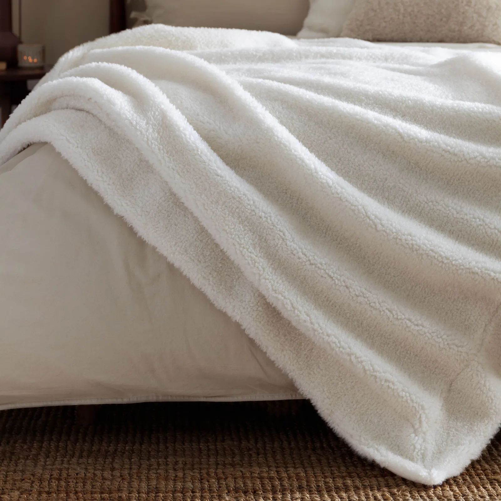 Yard Olann Faux Shearling Throw in Ecru