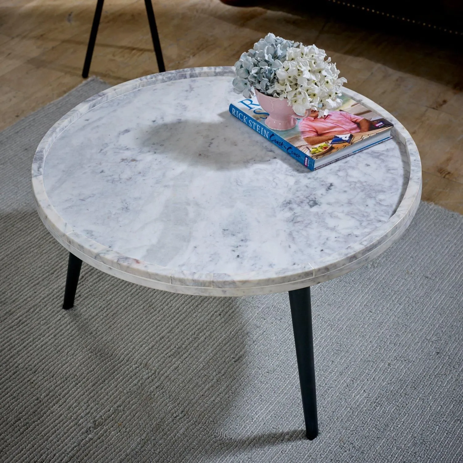 IH Design Tilden Coffee Table With White Marble Top & Metal Legs 5