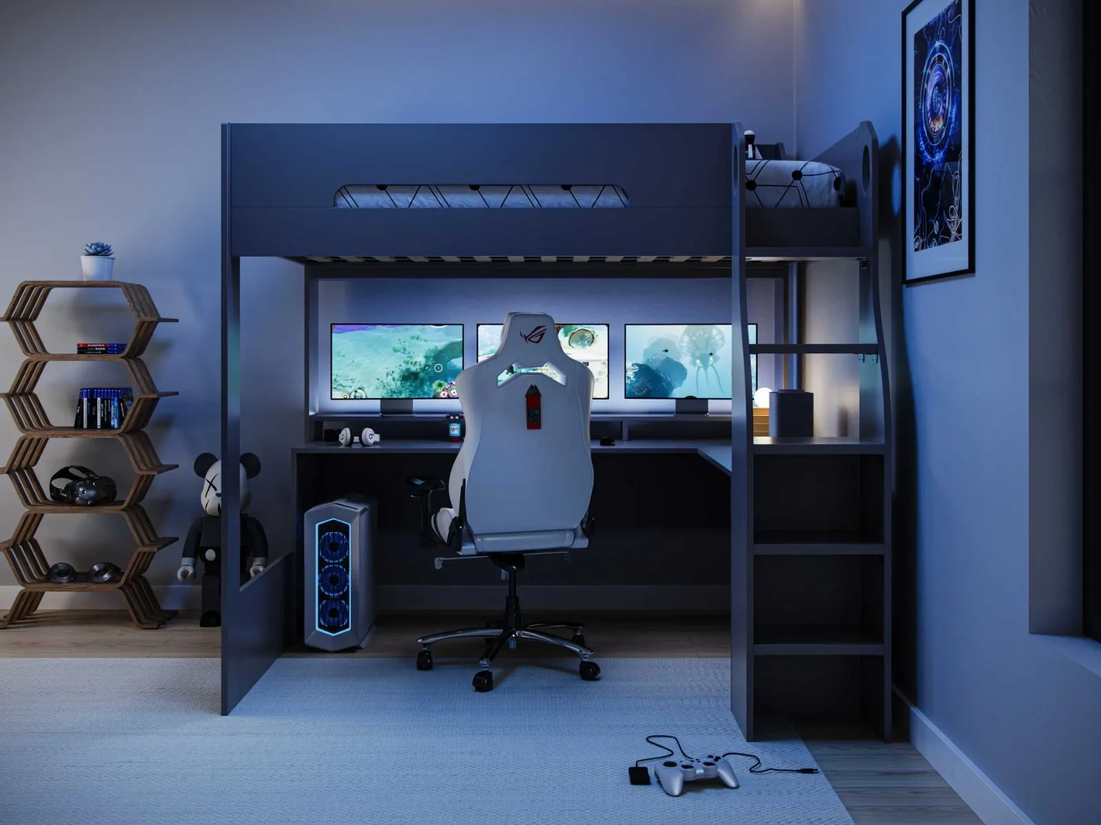 Flair Skyhigh Small Double Gaming High Sleeper Bed in Grey 6
