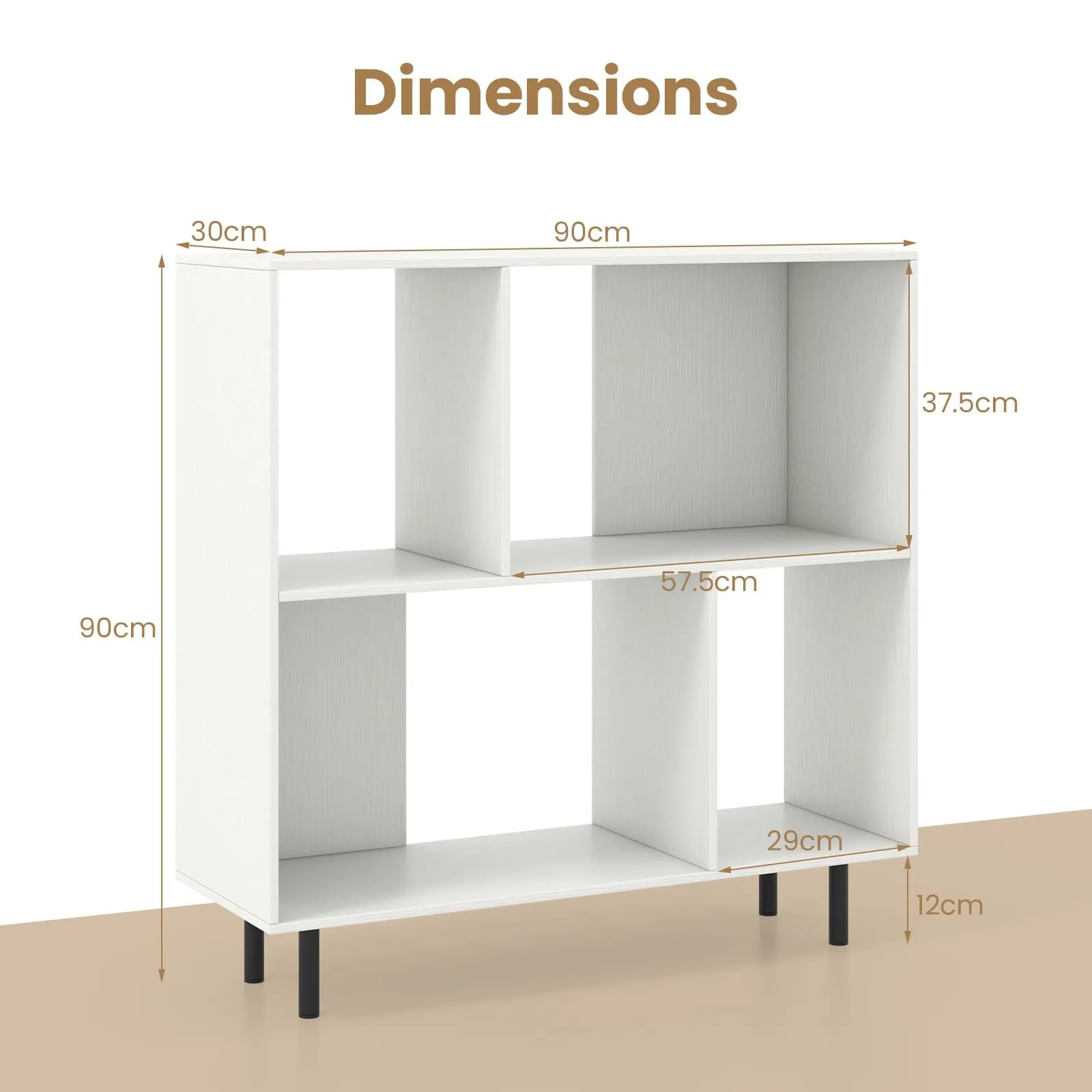 Costway Open Shelf Bookcase Modern Minimalist Cube Bookshelf in White 2
