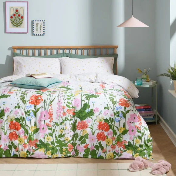 Furn. Cottage Garden Polycotton Duvet Cover & Pillowcase Set