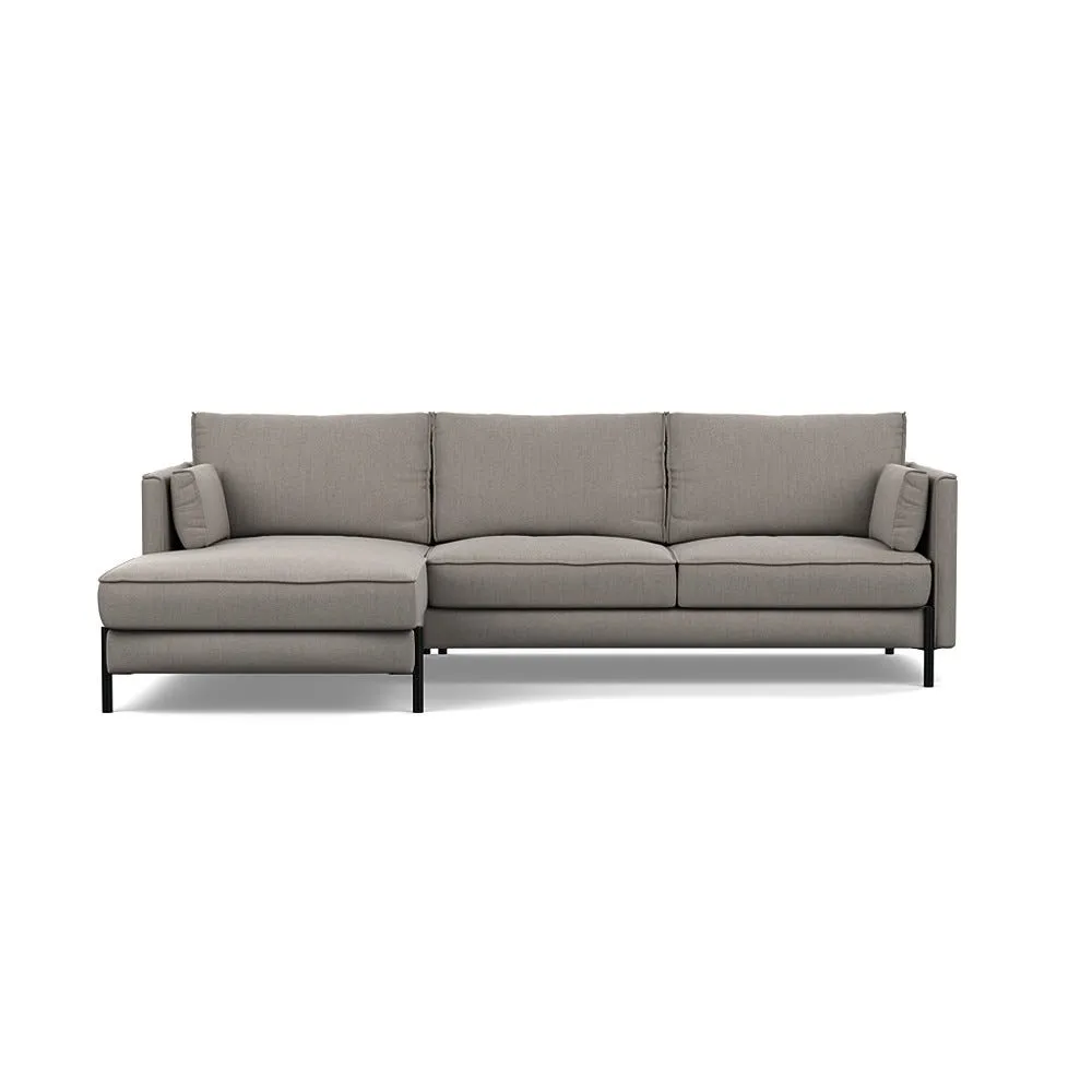 Heal's Tortona Left Hand Facing 4 Seater Corner Chaise Broadweave Pebble Black Feet 1