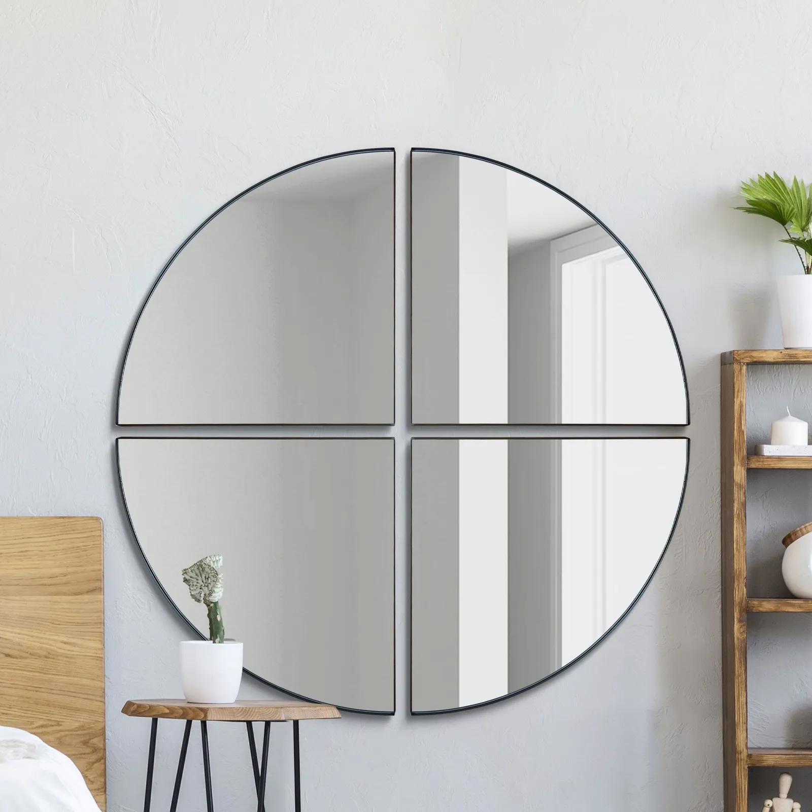 MirrorOutlet New Black XL Circular Metal Wall Mirror 70" X 70" (180 x 180CM) 2