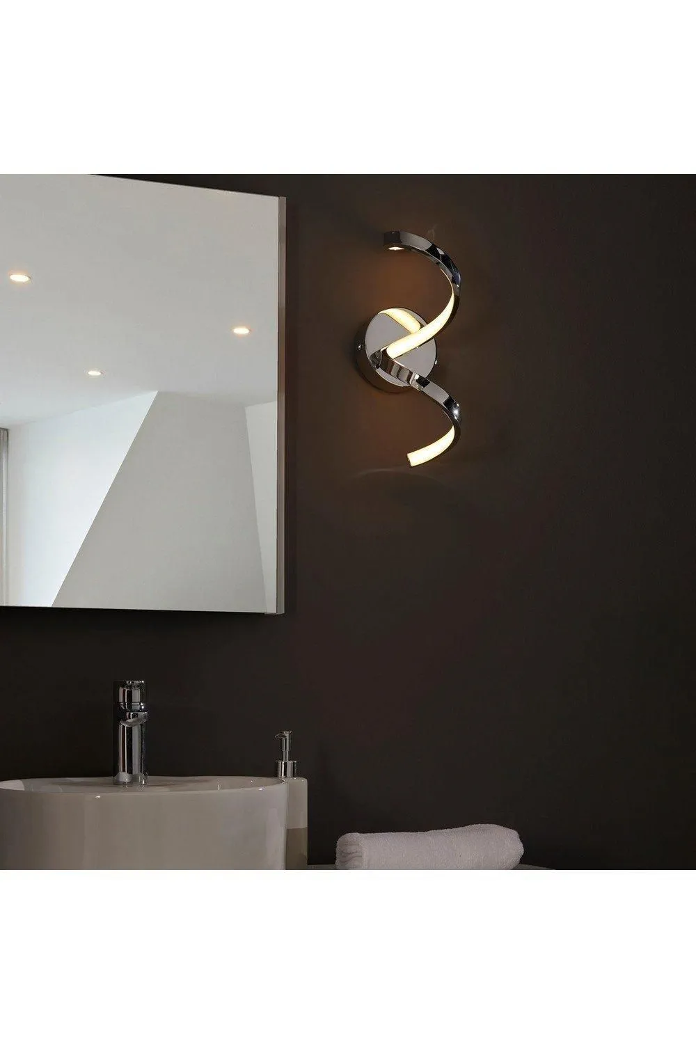 Netlighting Astral Modern Integrated LED Bathroom Wall Light Chrome Warm White IP44 in Grey 6