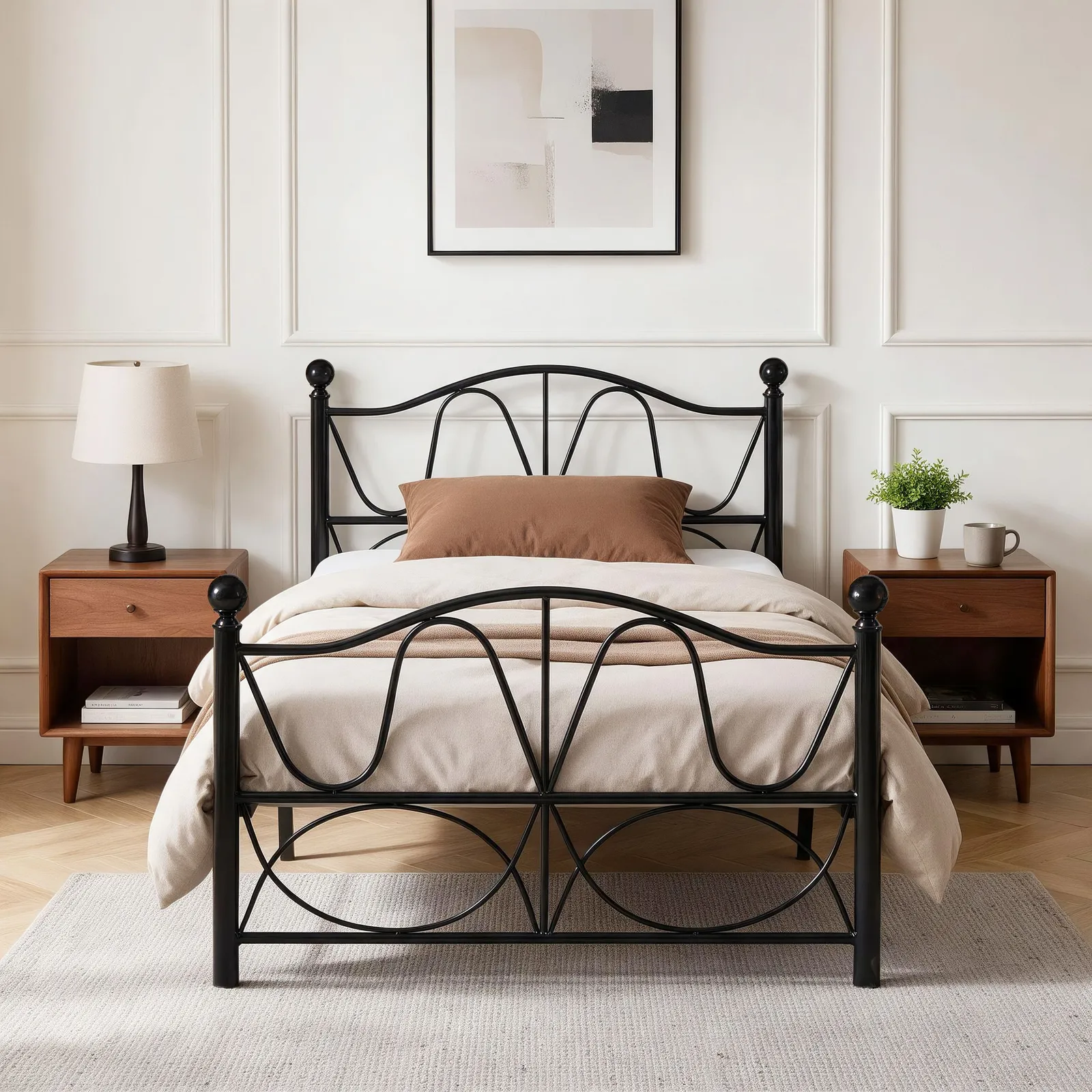 Comfy Living Ltd Scroll Effect Metal Bed Frame in Black