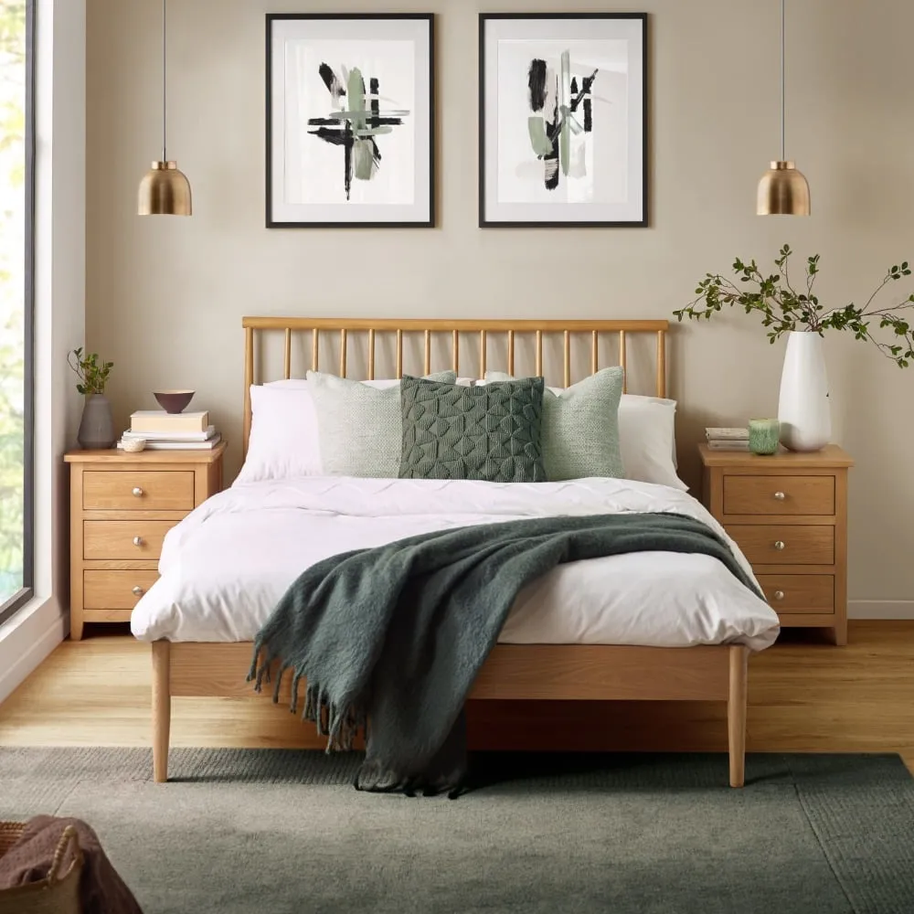 Belton - Double - Spindle Design Bed - Oak - Wooden - 4ft6 1