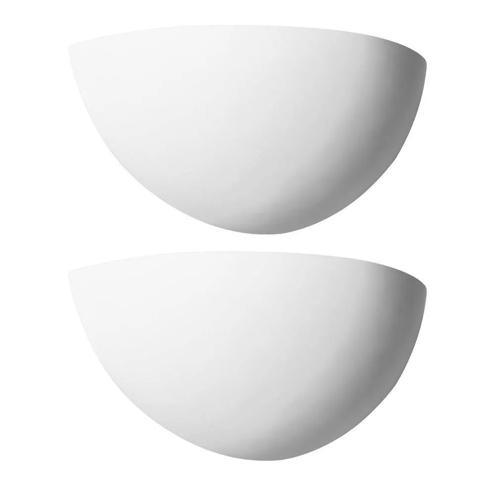 First Choice Lighting Set of 2 Eclipse - White Plaster E14 Wall Lights