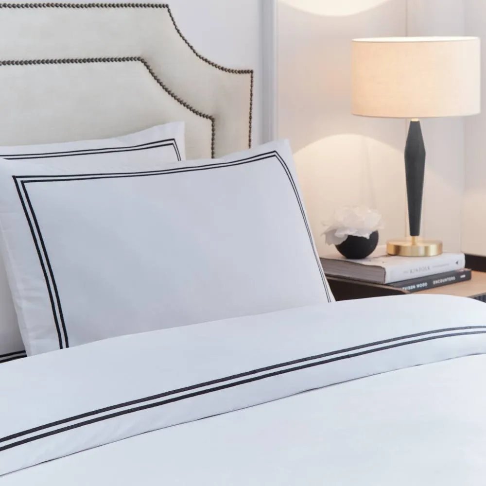 Paoletti Elara 100% Cotton Embroidered Duvet Cover Set in Black 2