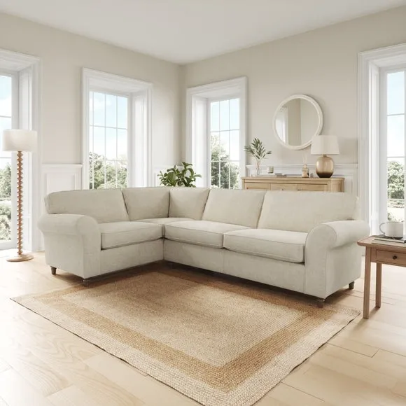 Flori Tonal Plush Chenille Corner Sofa 1