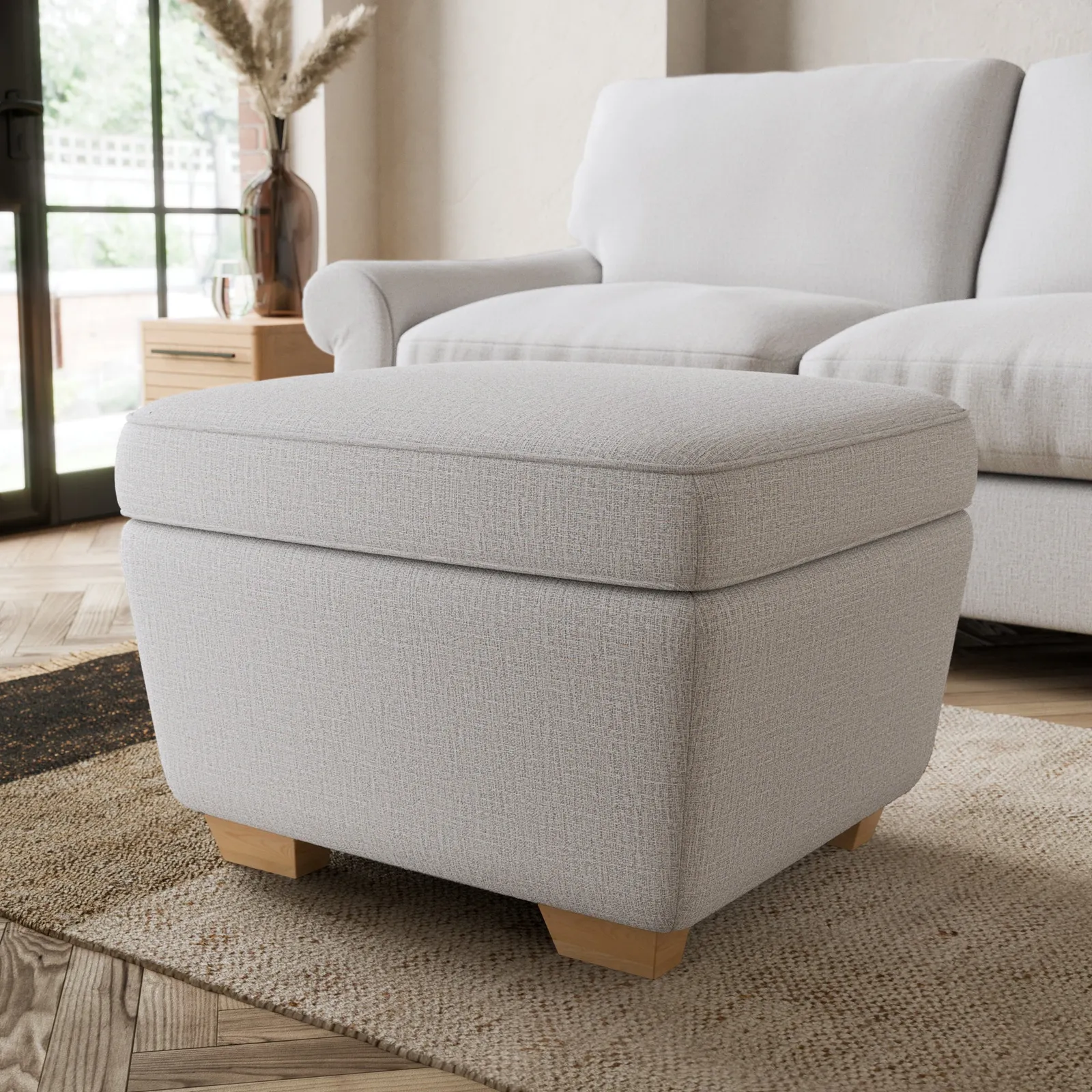 Arundel Textured Weave Footstool Silver