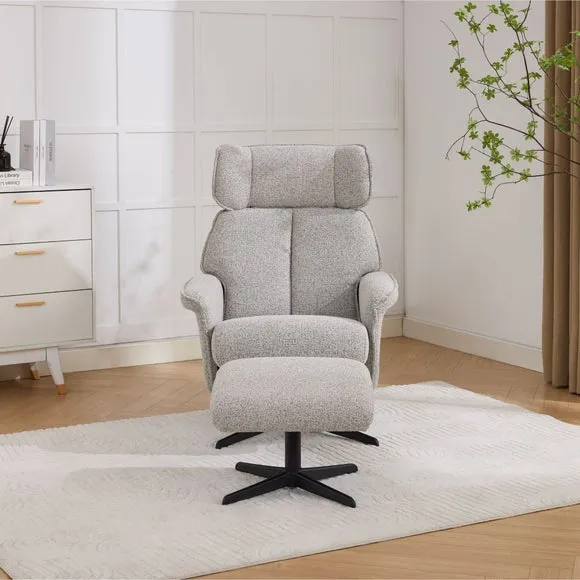 Gretna Chenille Swivel Chair with Footstool 3