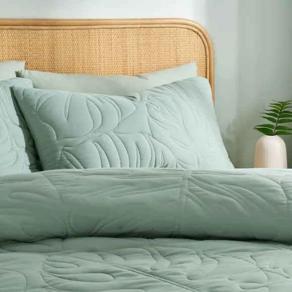 Tropical Leaf Embroidered Duvet Cover and Pillowcase Set 2