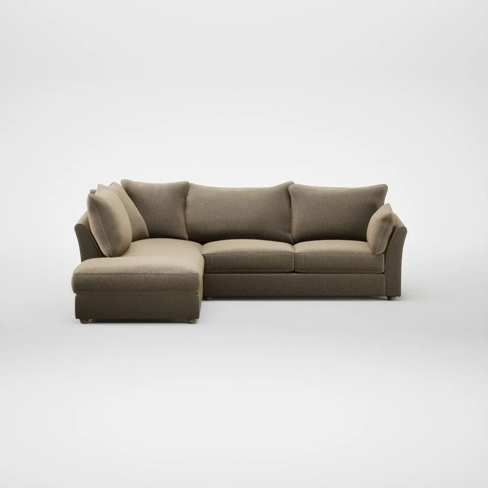 Heal's Tailor Left Hand Facing Corner Sofa Boucle Velvet Rocky Natural Feet 2