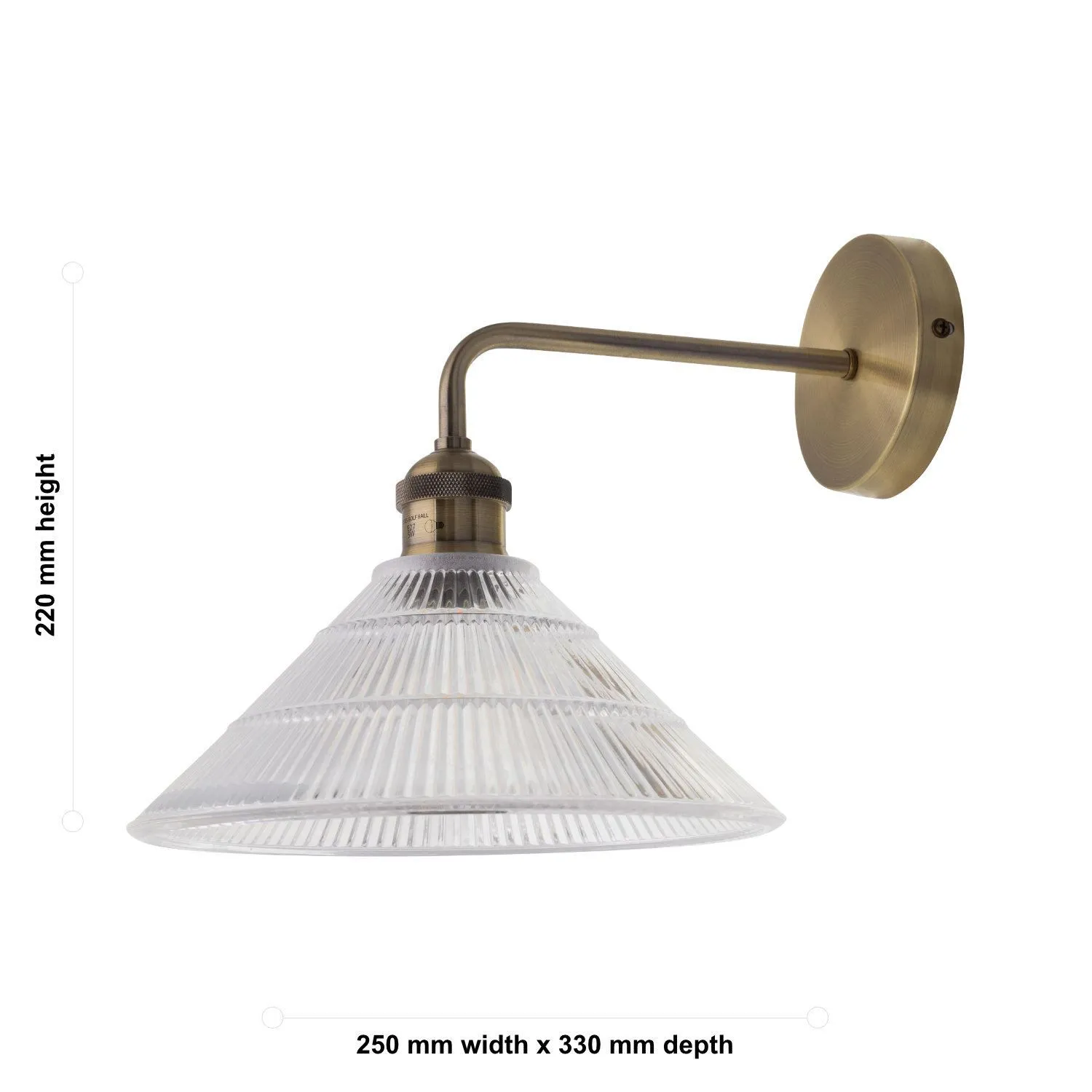 First Choice Lighting Set of 2 Isaac - Antique Brass Wall Lights with Fluted Glass Shades in Gold 6