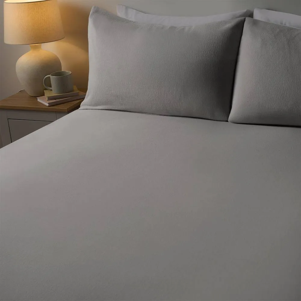 OHS Essential Brushed Cotton Soft Fitted Bed Sheet in Grey | Size: Single Fitted